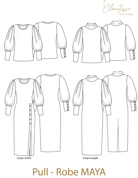 Maya trui-jurk patroon - Clématisse patroon