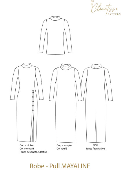 Mayaline trui-jurk patroon - Clématisse patroon