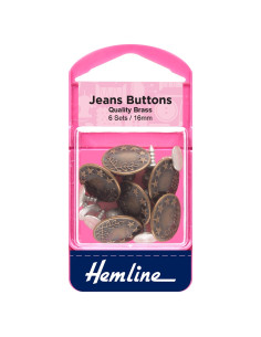 Doos met 6 jeansknopen 16 mm - Brons
