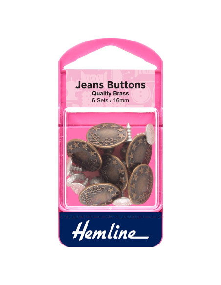 Doos met 6 jeansknopen 16 mm - Brons