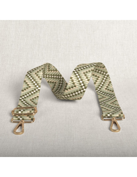 Zigzag tasriem met karabijnhaken - Groen