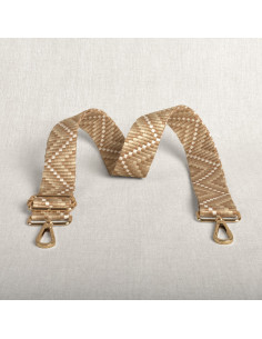 Zigzag tasriem met karabijnhaken - Beige