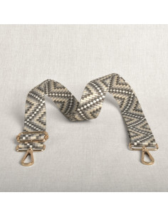 Zigzag tasriem met karabijnhaken - Grijs