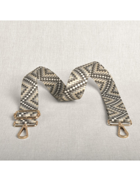 Zigzag tasriem met karabijnhaken - Grijs