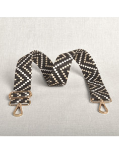 Zigzag tasriem met karabijnhaken - Zwart