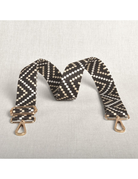 Zigzag tasriem met karabijnhaken - Zwart