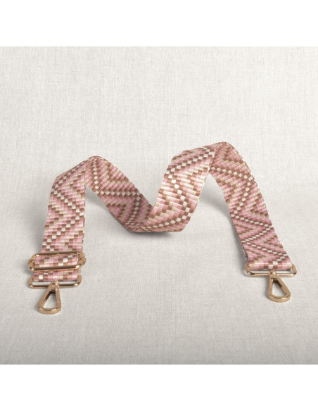 Zigzag tasriem met karabijnhaken - Roze