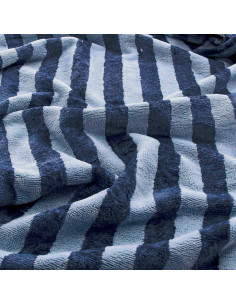 Gestreepte bamboe micro-spons stof - Baltisch en indigo