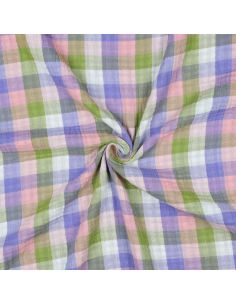 Dubbel gaze katoenen stof met ruiten - Roze en lavendel 2