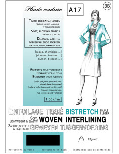 Zwart geweven bistretch strijkbare tussenvoering 1,0 x 1,5 m - Delicate stoffen