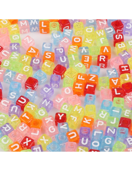 Zakje met 100 vierkante kralen - Witte letters