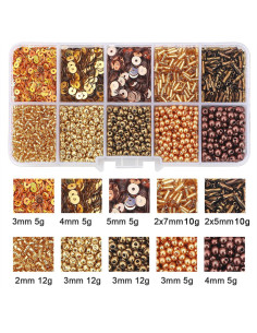 Doosje 80 gr rocailles en pailletten - Goud