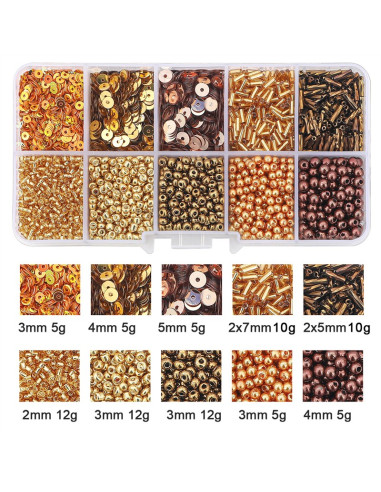 Doosje 80 gr rocailles en pailletten - Goud