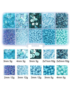 Doosje 80 gr rocailles en pailletten - Blauw