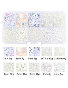 Doosje 80 gr rocailles en pailletten - Wit
