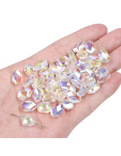 Zakje met 5 kristallen diamantkralen 12x8 mm