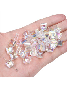 Zakje met 5 vierkante kristallen diamantkralen van 10 mm