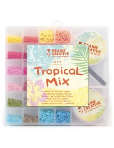 Doos met rocailles, Heishi, elastisch koord en tang - Tropical Mix