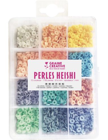 Doos met 1750 Heishi-kralen - Pastel