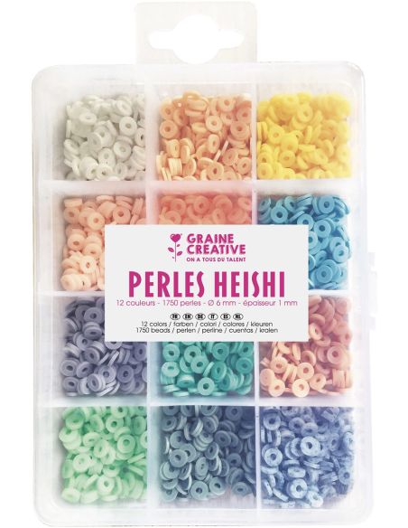 Doos met 1750 Heishi-kralen - Pastel