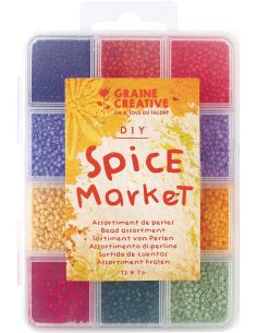 Doosje met 12 kleuren rocailles van 2 mm - Spice Market