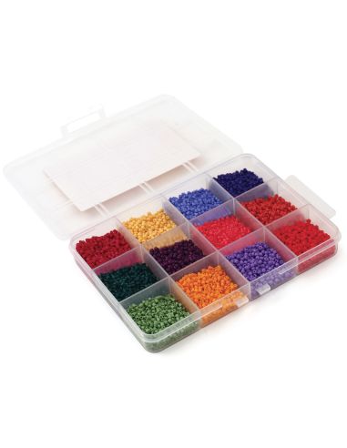 Doosje met 12 kleuren rocailles van 2 mm - Spice Market