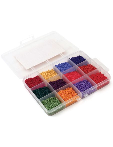 Doosje met 12 kleuren rocailles van 2 mm - Spice Market