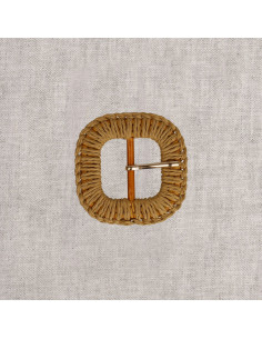 Afgeronde vierkante gesp van gevlochten raffia – 3,5 cm