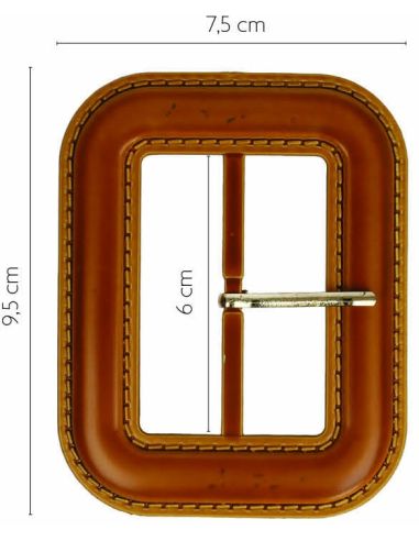 Rechthoekige riemlus met doorgestikt leerlook – 6 cm