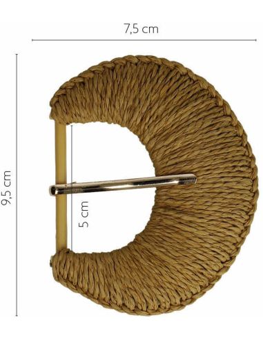 Halvemaanvormige riemgesp van gevlochten raffia – 5 cm