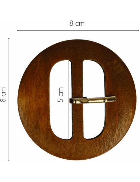 Volledig ronde houten riemgesp met opengewerkt ontwerp – 5 cm