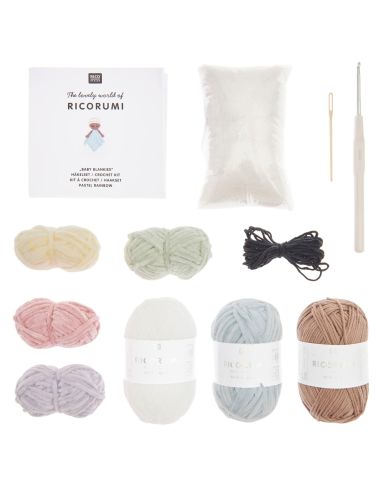 Haakpakket knuffeldeken - Pastel regenboog