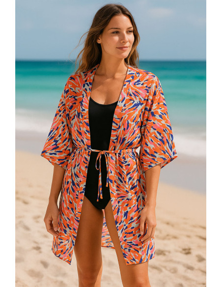 Fantasie viscose stof - Fizia blauw en roze
