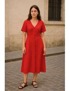 Viscose popeline stof - Rood 2