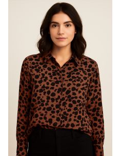Fantasie viscose stof - Kodkod bruin en zwart 2