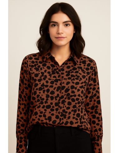 Fantasie viscose stof - Kodkod bruin en zwart
