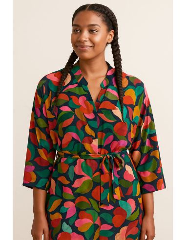 Fantasie viscose stof - Abigael zwart en multicolor