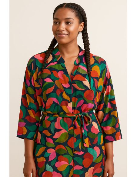 Fantasie viscose stof - Abigael zwart en multicolor