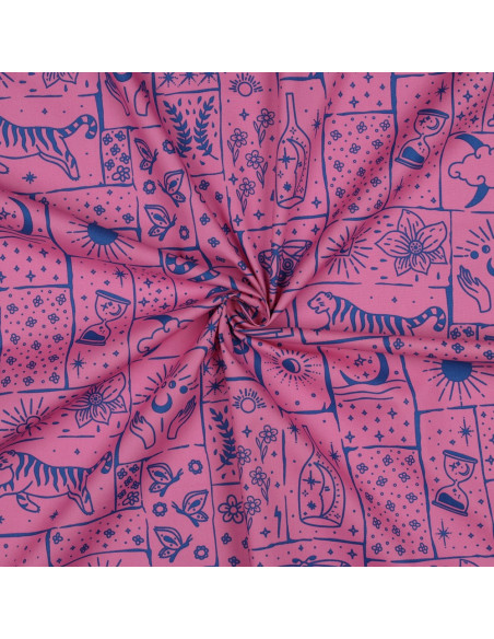 Katoenen popeline stof - Mystic roze achtergrond