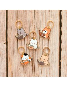 Set van 5 steekmarkeerders - Kleine lezende katten 2