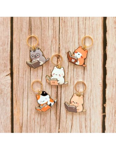 Set van 5 steekmarkeerders - Kleine lezende katten