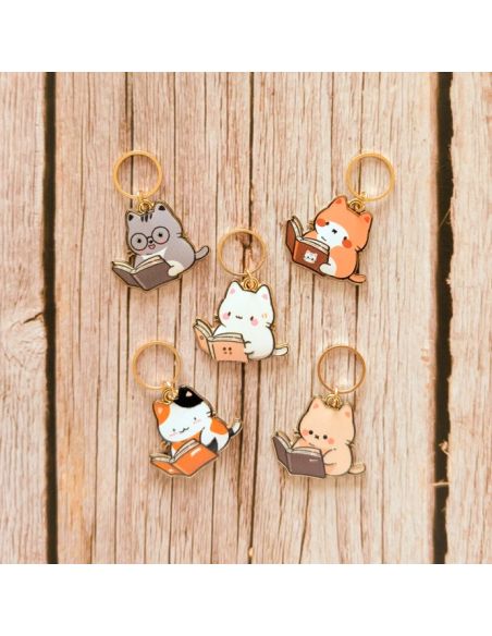 Set van 5 steekmarkeerders - Kleine lezende katten