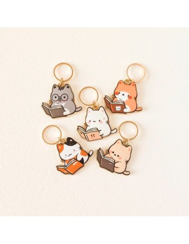 Set van 5 steekmarkeerders - Kleine lezende katten