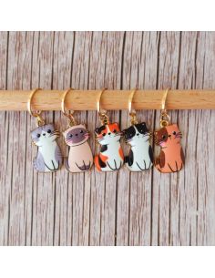 Set van 5 steekmarkeerders - Kleine manga katten 2