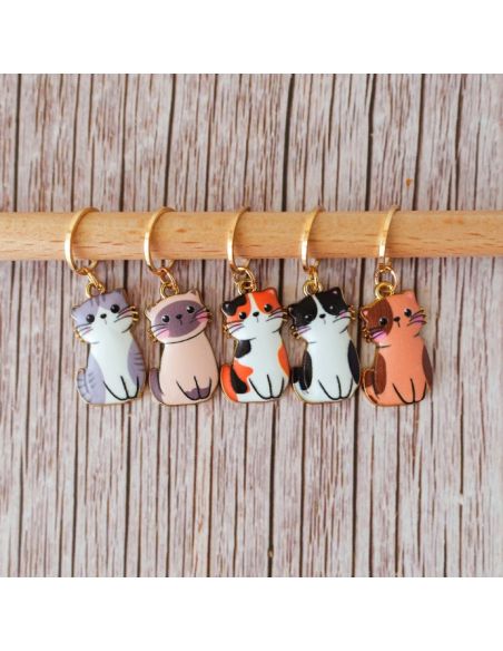 Set van 5 steekmarkeerders - Kleine manga katten