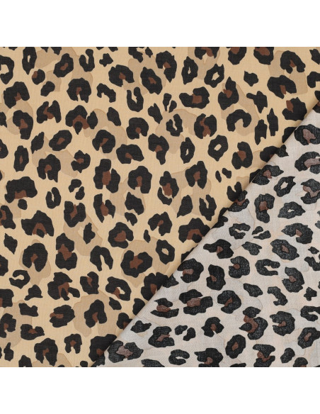 Dieren katoenen voile stof - Camel