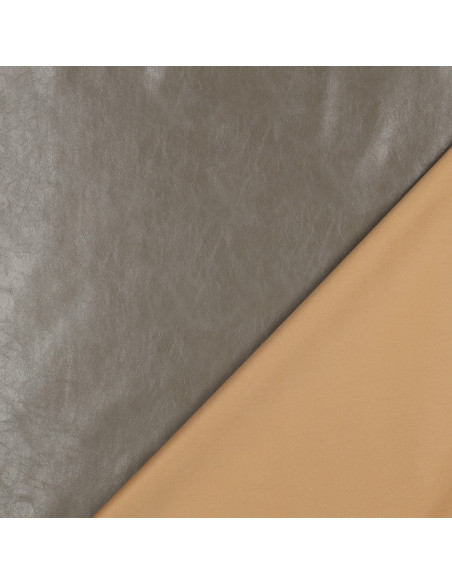 Glanzende stretch imitatiestof voor kleding - Taupe