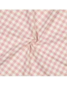 Flanellen stof met grote ruiten - Roze en ecru