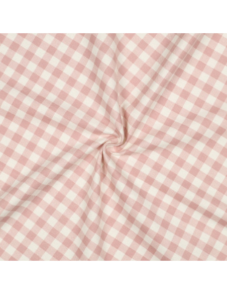 Flanellen stof met grote ruiten - Roze en ecru