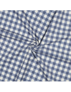 Flanellen stof met grote ruiten - Blauw en ecru